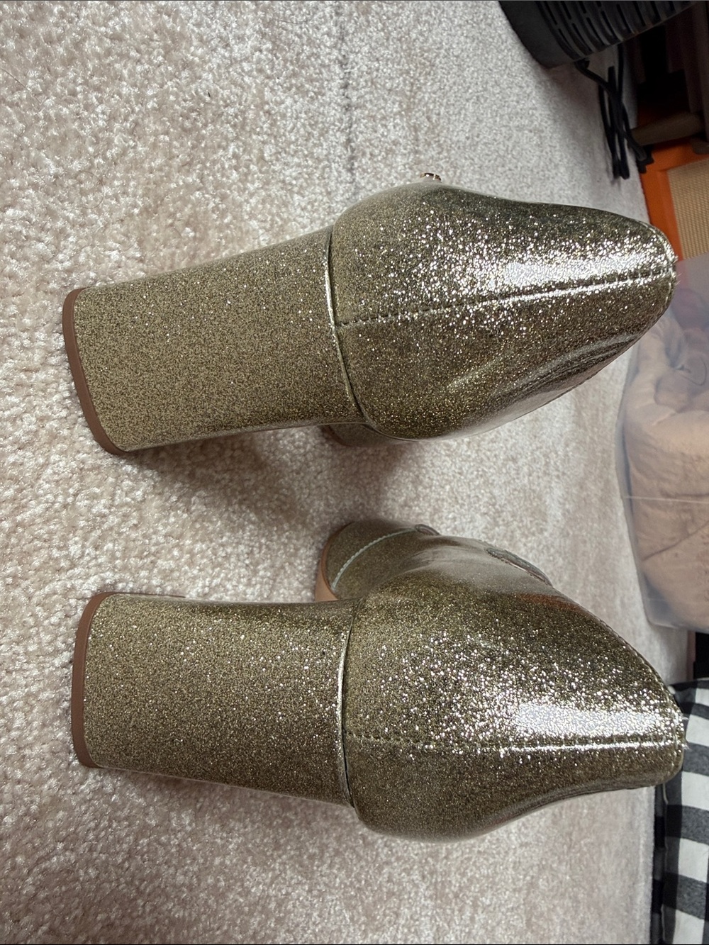 kate spade Gold Glitter Pearl Strap Mary Jane Block Heels - Picture 6 of 7